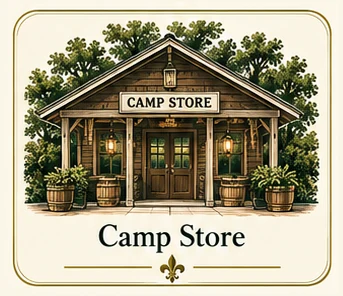 Explore Camp Store at Poche Plantation — illustrated amenity guide