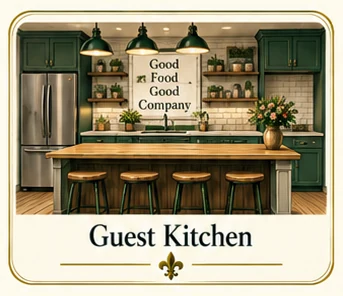 Explore Guest Kitchen at Poche Plantation — illustrated amenity guide