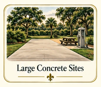 Explore Large Concrete Sites at Poche Plantation — illustrated amenity guide