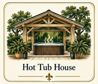 Explore Hot Tub House at Poche Plantation — illustrated amenity guide